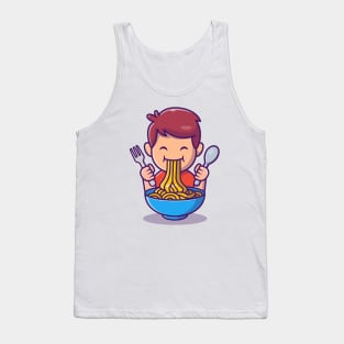 Cute Kid Eat Ramen Noodle Tank Top